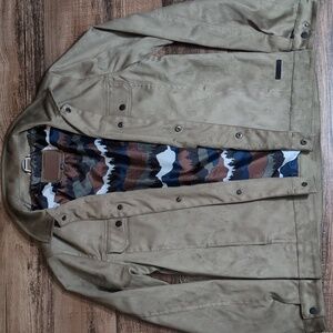 Civil Society Sueded Button Up Overshirt Size Large In Tan With Outdoor Lining